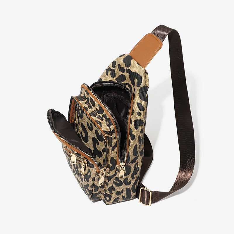 Wholesale PU Leopard Print Crossbody Chest Bag Travel Leisure Backpack